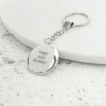 Personalised 80th Birthday Farthing Coin Locket Keyring, 6 of 7