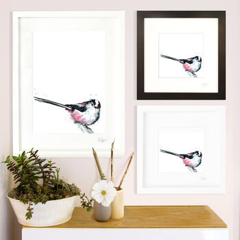 Inky Long Tailed Tit Illustration Print, 7 of 11