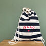 Personalised Nautical Stripe Drawstring Bag, thumbnail 1 of 4