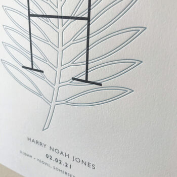Personalised Letterpress Palm Initial Print, 2 of 3