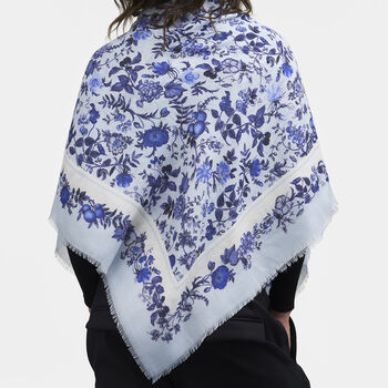 Blue Ditsy Folk Square Scarf, 3 of 8