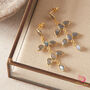 Moonstone Leaf Shaped 18k Gold And Silver Studs, thumbnail 7 of 11