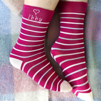 Women's Personalised Bamboo Valentine's Heart Socks, 4 of 7