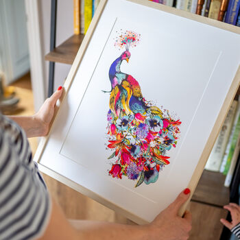 Jungle Floral Peacock Illustrated Print, 2 of 8