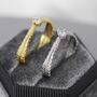 Sterling Silver Fern Leaf Cz Ring, thumbnail 5 of 11
