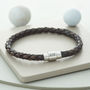 Men's Plaited Leather Personalised Clasp Bracelet, thumbnail 4 of 10