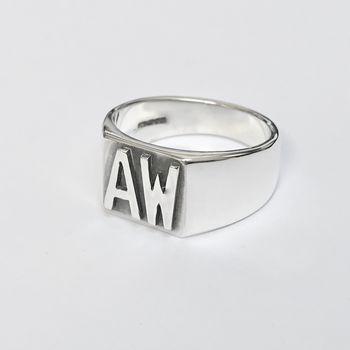 Personalised Double Digit Silver Signet Ring, 4 of 7