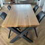 Solid Oak Dining Table With Raw Steel Legs, thumbnail 1 of 5