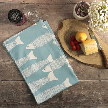 'Ocean Shoal' Grey Blue Pure Cotton Tea Towel, 5 of 9