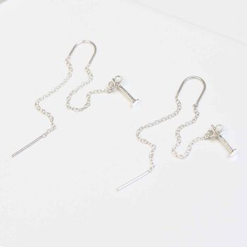 Sterling Silver Heart Threader And Chain Studs, 5 of 6