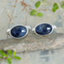 Midnight Blue Sapphire Cufflinks In Sterling Silver, thumbnail 1 of 2