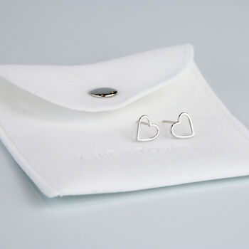 Sterling Silver Heart Outline Stud Earrings, 5 of 6