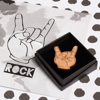 Fist Of Rock Cufflinks, Lapel Pin And Card Set, 2 of 5