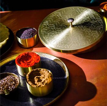 Saabuni X Roohts Brass Gold Indian Spice Box, 4 of 9