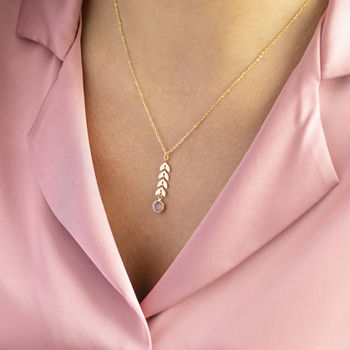 Gold Plated Leaf Chain Necklace With Birthstone Detail, 5 of 12