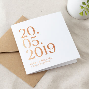 Big Date Foiled Copper Anniversary Card, 2 of 2