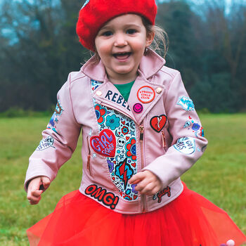 Personalised Hand Painted Leather Biker Jacket Pink, 5 of 12