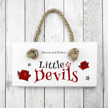 Personalised Kid's Little Devils Bedroom Sign, 5 of 6