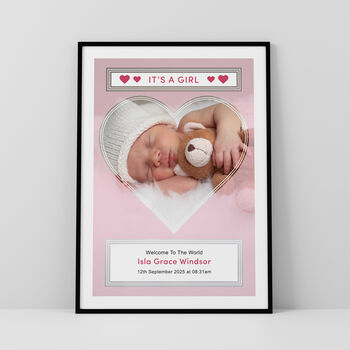It’s A Girl Baby Photo Print Personalised New Baby Gift, 3 of 5