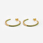 Thin Emerald Green Hoop Earrings, Green Birthstones, thumbnail 3 of 3