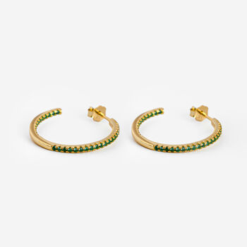 Thin Emerald Green Hoop Earrings, Green Birthstones, 3 of 3
