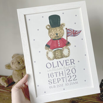 London Bear Personalised Nursery Art Print, 2 of 3