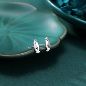 Penguin Stud Earrings In Sterling Silver, 5 of 11