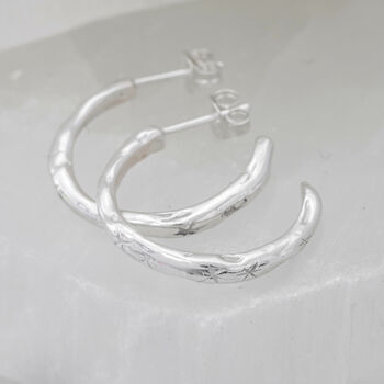 Celestial Shooting Star Medium Silver Hoops, 4 of 6