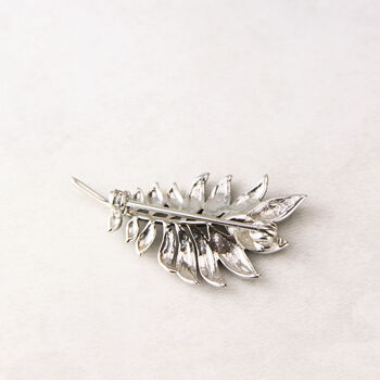 Sterling Silver Marcasite Leaves Small Brooch, 5 of 11