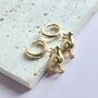 Gold Plated Pigeon Huggie Hoop Earrings Handmade, thumbnail 1 of 4