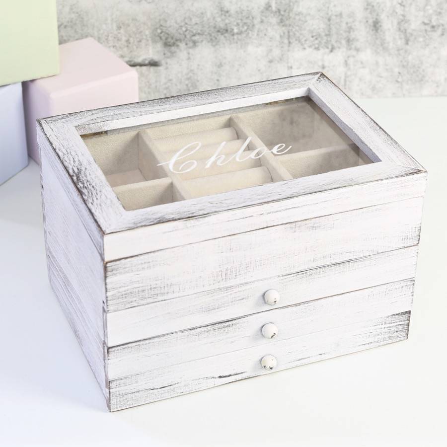 personalised wooden jewellery box with drawer by lisa angel homeware ...