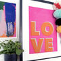 Eco Conscious Love Pink And Orange Typography Print, thumbnail 2 of 3
