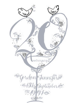 20th Anniversary Personalised Gift Print, 3 of 3