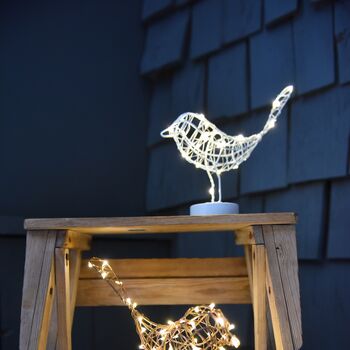 White Wire Sparkle And Shine Robin LED Decoration, 2 of 4