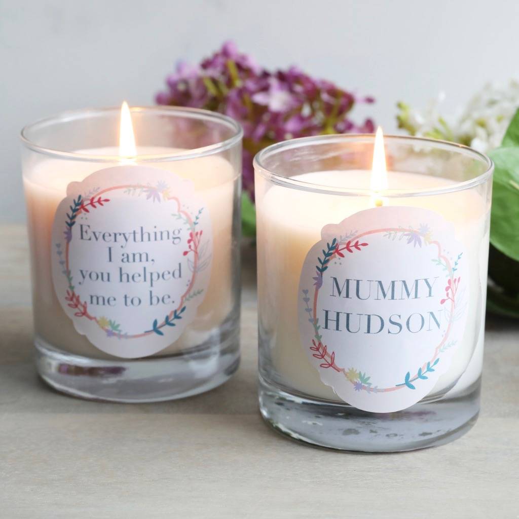 personalised floral wreath quote scented candle by lisa angel