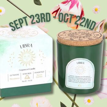 Libra Star Sign Candle Scented With Jasmine Topped With Gemstones, 3 of 3