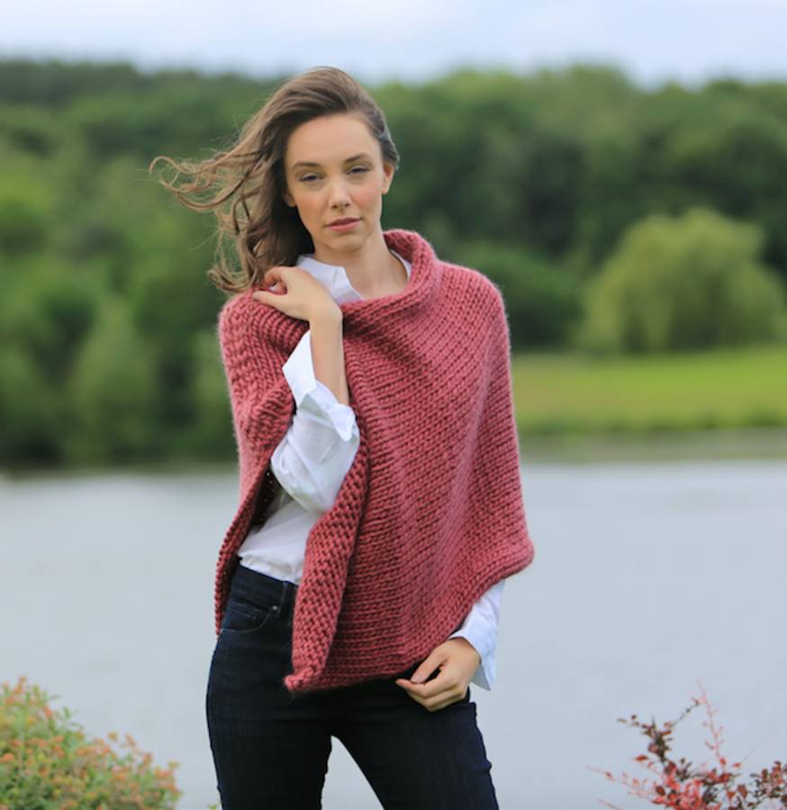 diy knitting kit poncho wrap beginners shawl scarf cape by wool couture ...