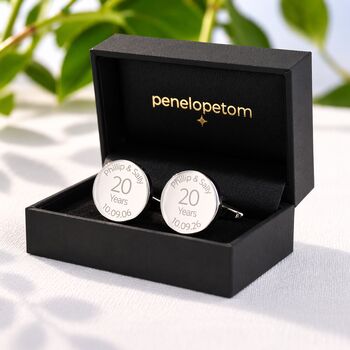 Personalised 20 Year Platinum Anniversary Cufflinks, 4 of 8