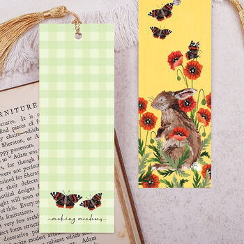 Rabbit And Poppy Bookmark With Coloured Tassel, 2 of 3