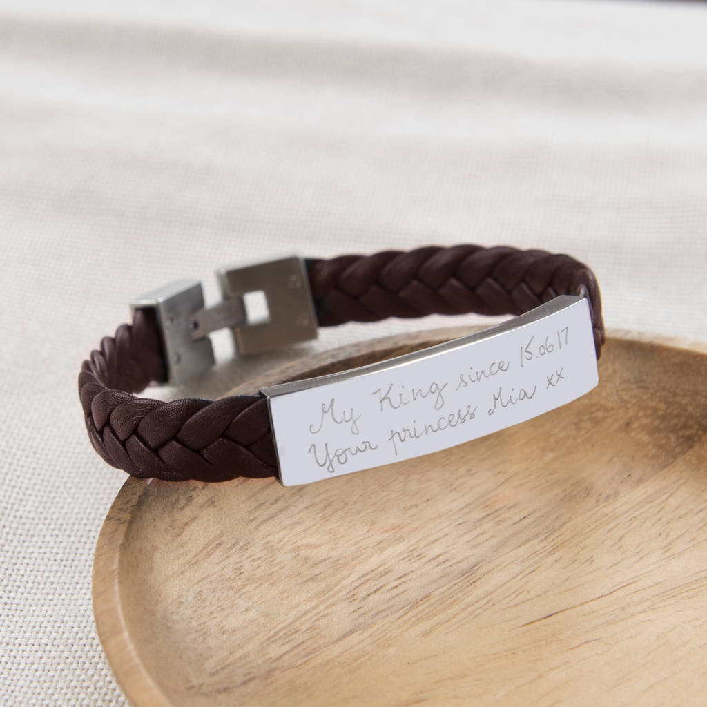 Personalised Leather Braided Bracelet By Merci Maman