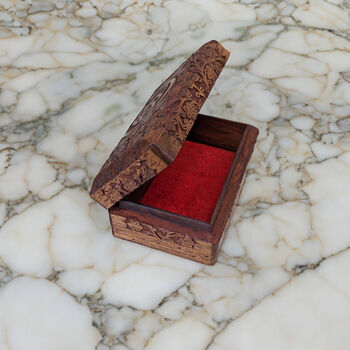 Gothic Wooden Gift; Floral Triquetra Carved Box, 3 of 5