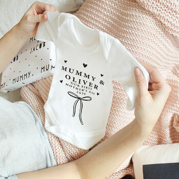 Personalised Bow First Mother's Day 2026 Baby Grow, 5 of 5