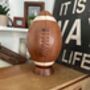 Leather American Football With Stripes And Wooden Stand, thumbnail 2 of 4