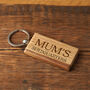 Bramble Farm 'Mum's Shedquarters' Oak Keyring, thumbnail 1 of 2