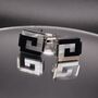 Silver Pearl Shell Cufflinks Black Square, thumbnail 3 of 5