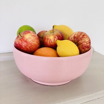 Antique Painted Pink Wooden Fruit Bowl, 7 of 8