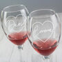 Engraved Heart Wine Glasses Set, thumbnail 2 of 3