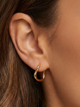 Women's Small Heart Hoop Earrings In Gold, Minimalist Jewellery, 2 of 3