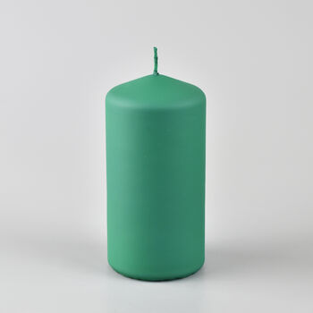 G Decor Henry Velvet Matt Emerald Green Pillar Candles, 4 of 4