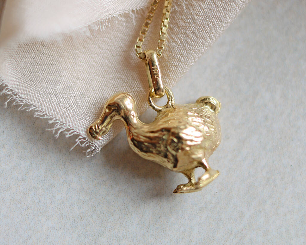 18ct Gold Dodo Pendant And Box Chain Necklace By My Golden Finds